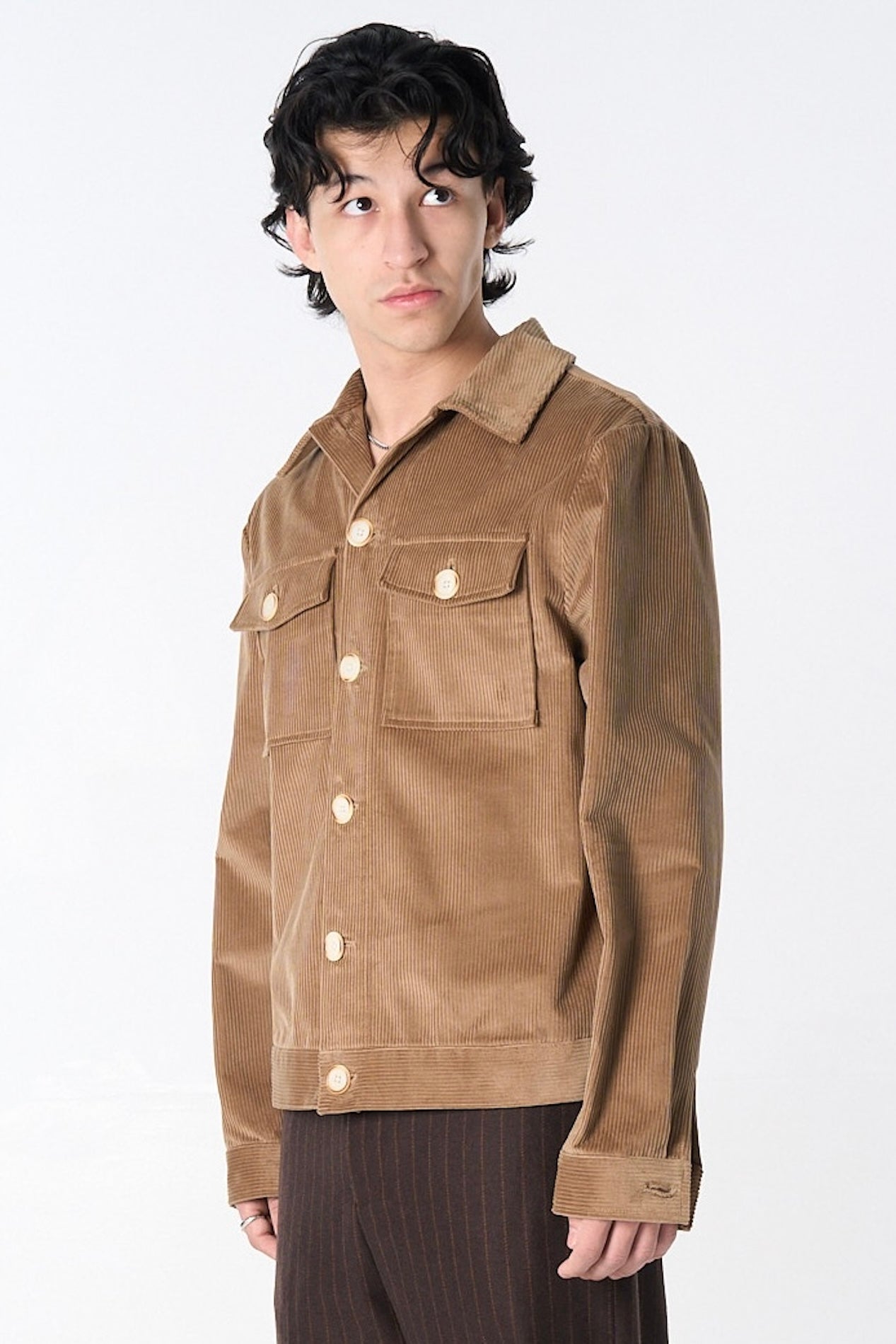 "Dean" Jacket in Fawn Brown 8-Wale Corduroy