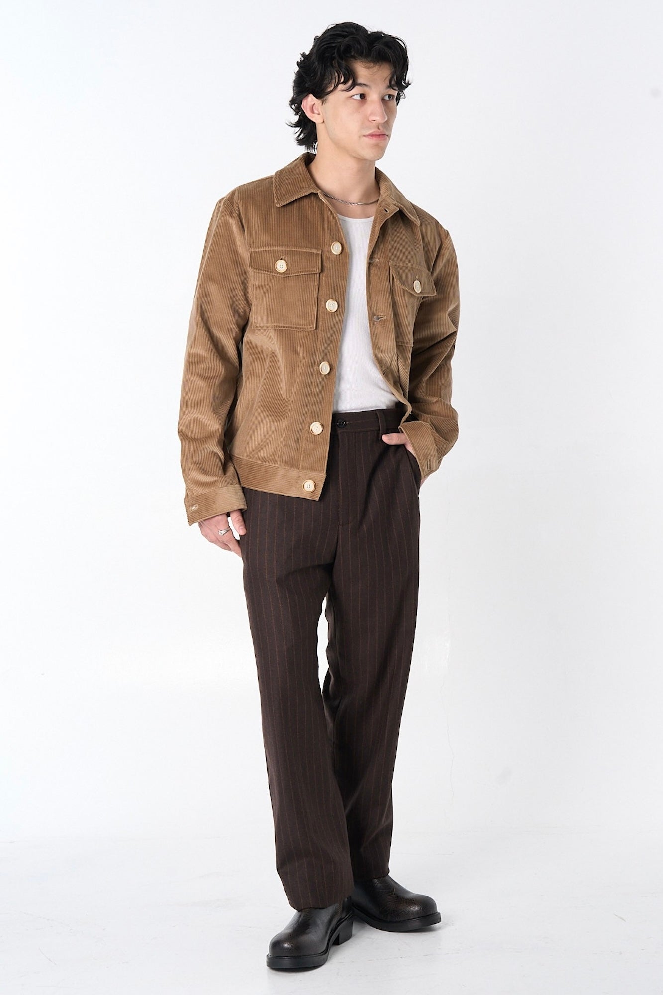 "Dean" Jacket in Fawn Brown 8-Wale Corduroy