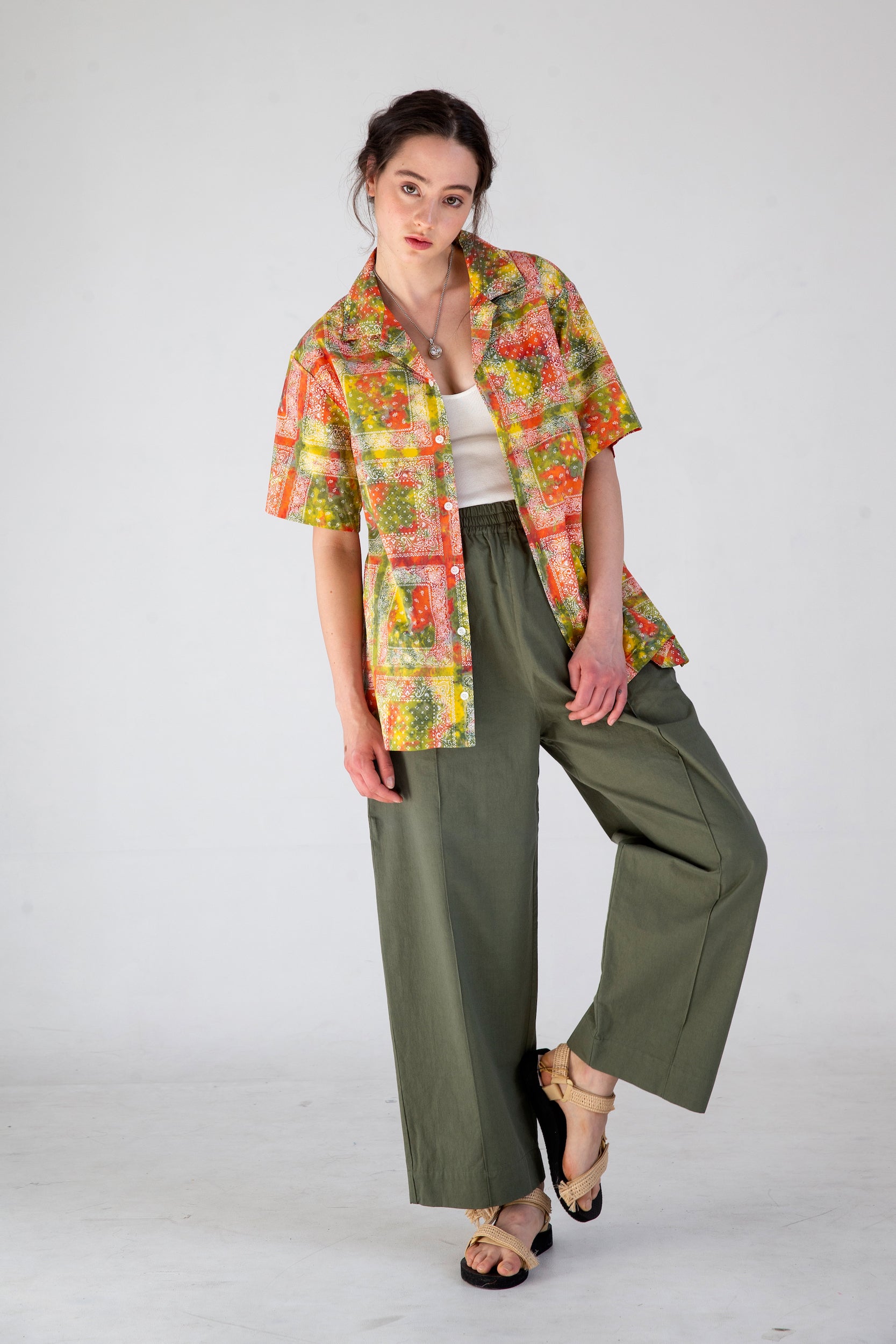 multi-colored batik short sleeve shirt