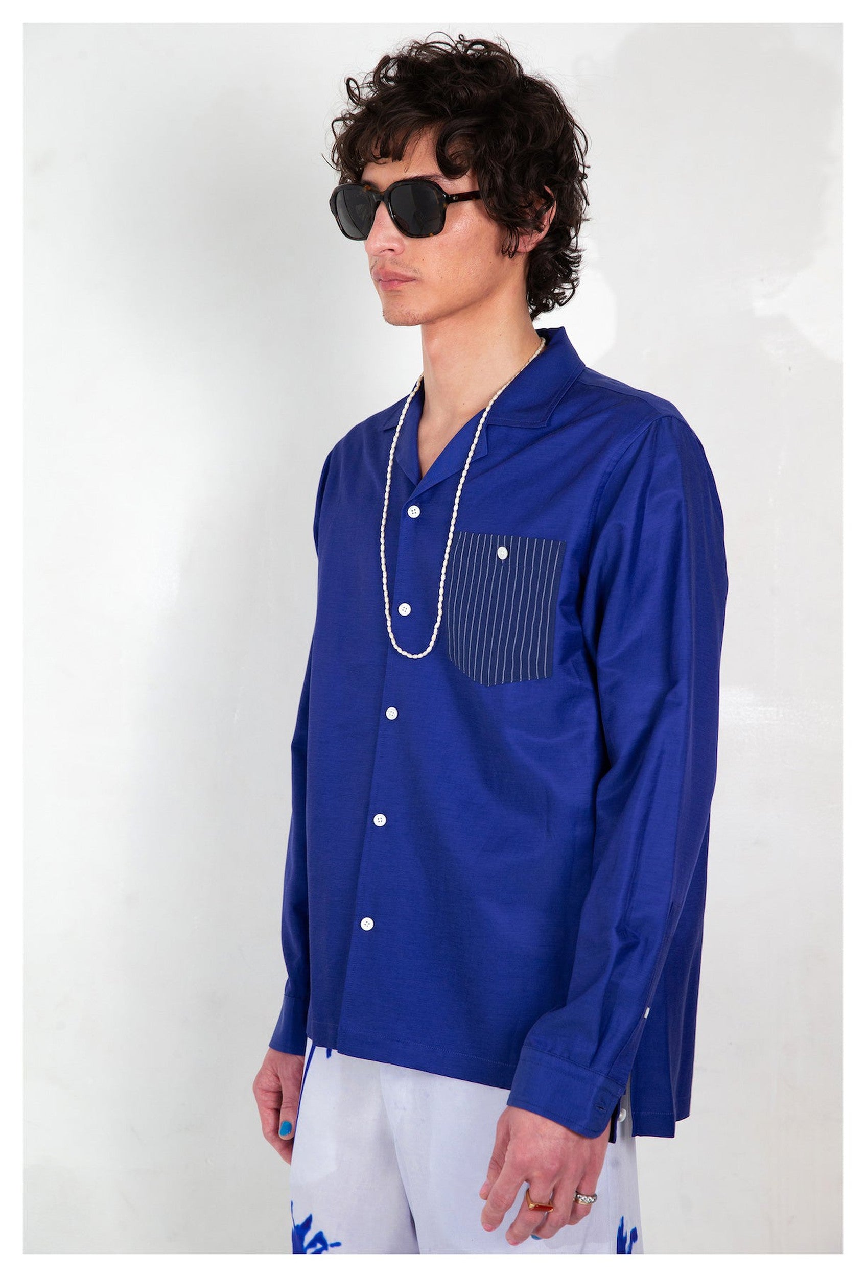 electric blue long sleeve shirt